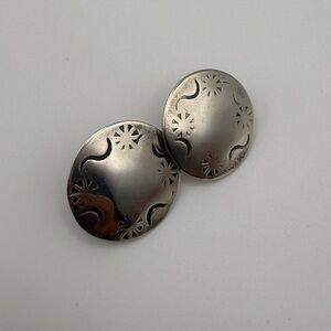 Vintage Sterling Silver Navajo Round Domed Earrings Southwestern